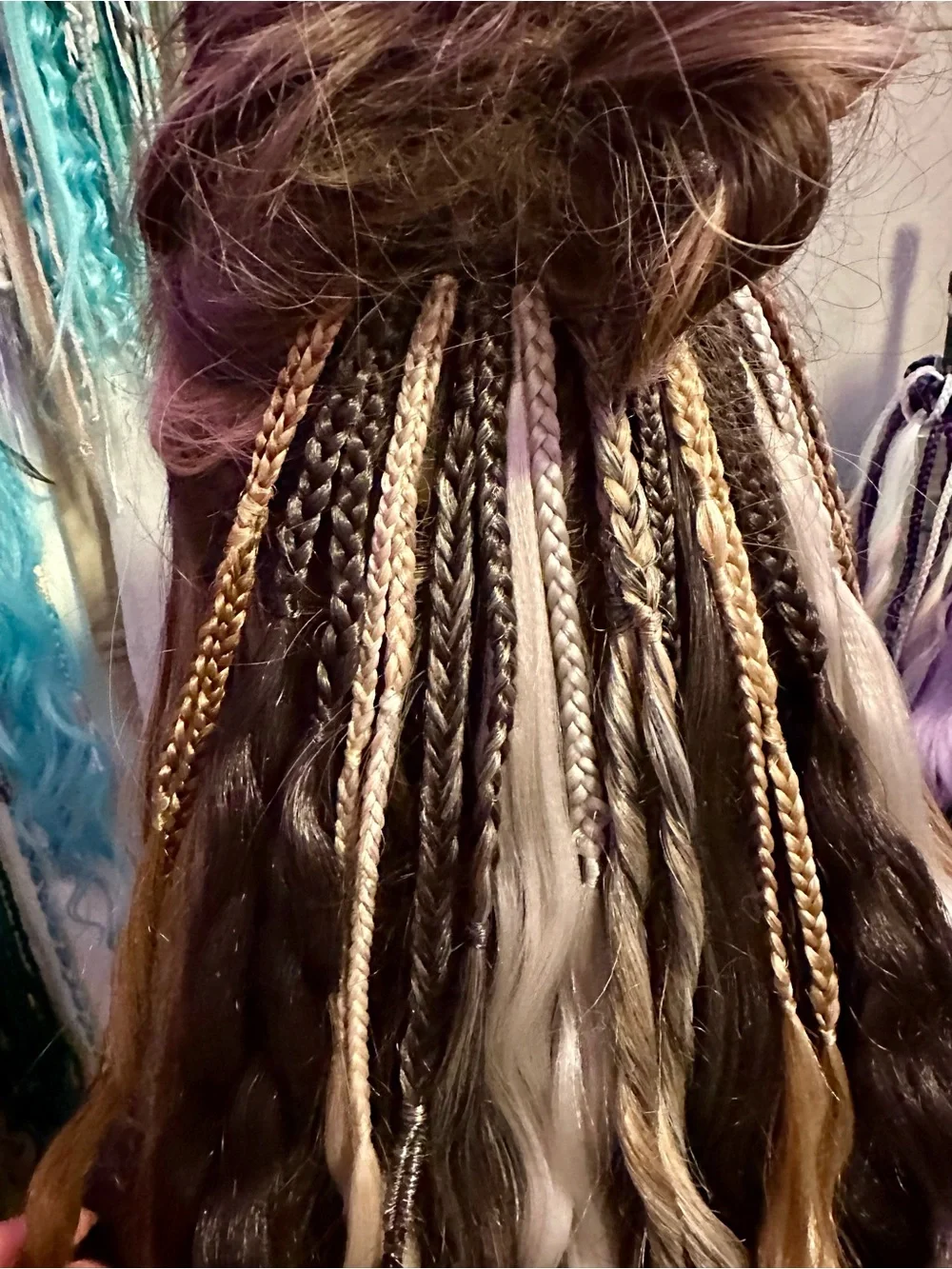 Hand-Braided Multi-Tone Long Wig in Brown with Blonde Highlights